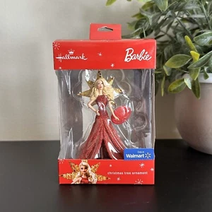 Hallmark Barbie 2017 exclusivo de Walmart cabello rubio árbol de Navidad adorno rojo - Imagen 1 de 5