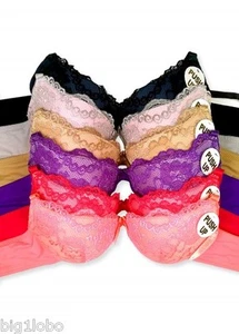 Set Of 3-Mopas Lace ADD ONE FULL CUP SIZE Push up Bra -32-34-36-38 B CUPS - Picture 1 of 18