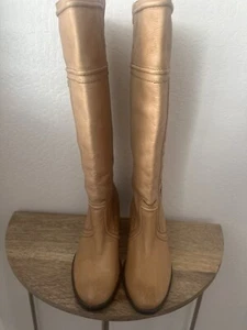 Fossil Mid-Calf Tan Leather Cowboy-Style Boots Size 9.5 , UK 7.5 Weave Detail - Picture 1 of 24