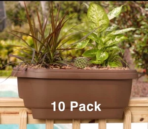 10 PACK Bloem 477245-1001 24" Chocolate Brown Deck Patio Rail Planters - Picture 1 of 8