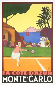 TENNIS COTE DAZUR MONTE CARLO B SKILBECK LTD Edition GOLF POSTER HAND SIGNED - Picture 1 of 1