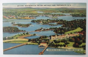 1941 WENTWORTH + NAVY YARD Portsmouth NH Kittery Point ME Postcard (Linen) WWII - Picture 1 of 3