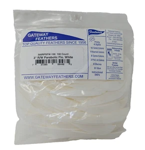100 Pack Gateway Feathers 3" Right Wing: Parabolic Florescent Flo. White - Picture 1 of 3
