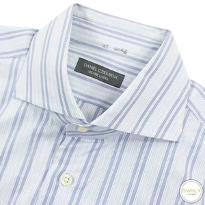 Daniel Cremieux Silver Label Blue White Cotton Striped Spread Dress Shirt 17US - Picture 1 of 6