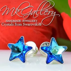 925 SILVER EARRINGS STUD 10MM CRYSTALS FROM SWAROVSKI®RIVOLI STAR -COLOURS - Picture 1 of 25
