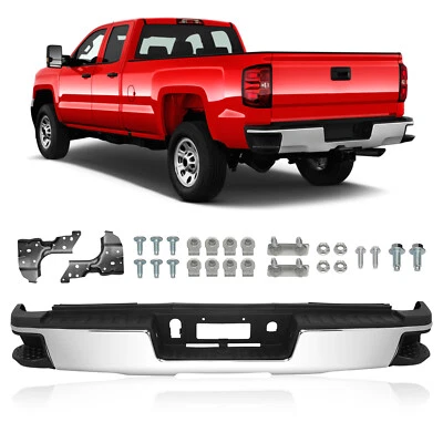 Chrome Rear Bumper  Fit For 2015-2019 Chevrolet Silverado Sierra 2500 3500 HD Foto 1 de 4