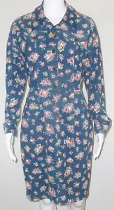 VTG Laura Ashley Corduroy Ditsy Floral Shirt Dress Collared Cottagecore Sz 8 - Picture 1 of 4