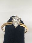 Solitaire Cubic Zirconia Ring Size 8.25 14k Gold Dq 1C Pear Shape