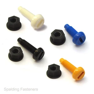 Plastic Number Plate Screws Nuts Bolts Fixings Fittings Blue , White , Yellow - Picture 1 of 1