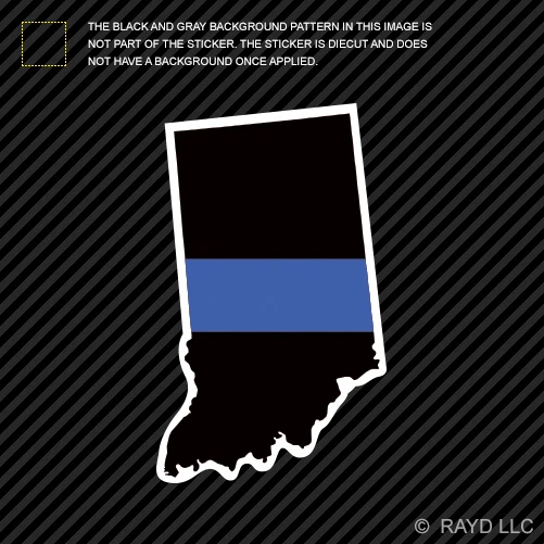 Indiana State Shaped The Thin Blue Line Adhesivo Autoadhesivo Policía IN Foto 1 de 1