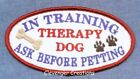 THÉRAPIE DOG IN TRAINING DEMANDER AVANT PETTING - patch gilet de service