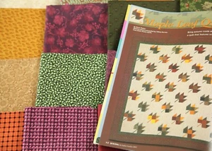 Maple Leaf Quilt Kit Fall Colors Scrappy Fabrics 86 x 96" + Magazine Leaf Blocks - Picture 1 of 11