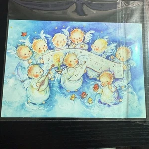 Tarjeta de felicitación Hallmark Mary Hamilton ángeles cantando en las nubes * Sin sobre * - Imagen 1 de 8