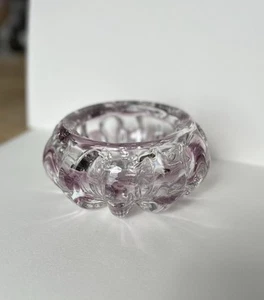 Large Thomas Webb Clear And Amethyst Glass Bowl. 18cm Diameter - Picture 1 of 8
