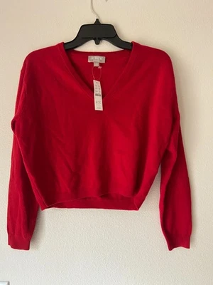 $138 J Crew Cashmere Relajado Cuello en V Suéter ROJO XXS Foto 1 de 2