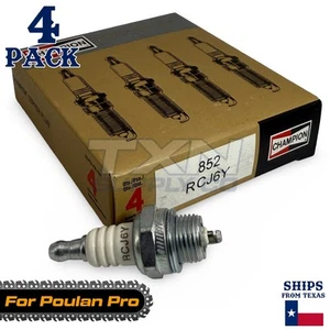 4 Pack Champion Spark Plug - For Poulan Pro 236 Chainsaw - Picture 1 of 3