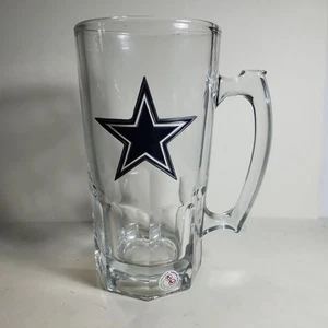 NFL Dallas Cowboys Clear Glasses 8" 32 oz. Beer Mug Star Logo NFL - Picture 1 of 4