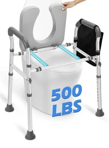 Asiento de inodoro elevado con bolsa de asas elevador acolchado para cojín portátil cómoda NUEVO - Imagen 1 de 14