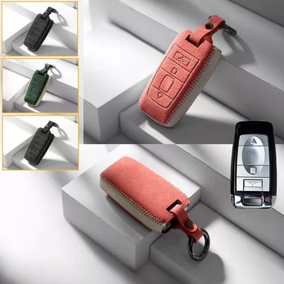 For Rolls Royce Phantom Wraith Editio Badge Suede Leather Car Key Fob Case Cover - Image 1 of 4