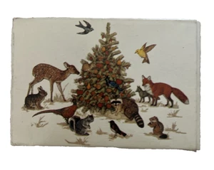 PRE-OWNED Vintage WILD ANIMALS AROUND A CHRISTMAS TREE Playing CARDS - 1990's - Picture 1 of 1