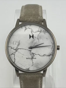 MVMT Boulevard Watch Women Crescent Marble 38mm Case Leather Band- New Battery - Picture 1 of 9
