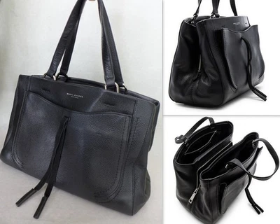 MARC JACOBS Maverick Tote Soft Black Pebbled Leather Large Bag 3 Sections $595 - Image 1 of 4