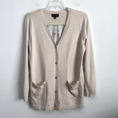 Cárdigan Suéter Susan Graver Cuello en V Cadena Dorada Espalda Satinada Manga Larga Nuevo sin Etiquetas Foto 1 de 4