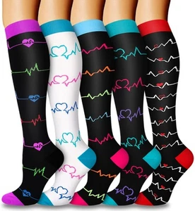 5 Pairs Copper Compression Socks for Women & Men Circulation - Best Support f... - Picture 1 of 6