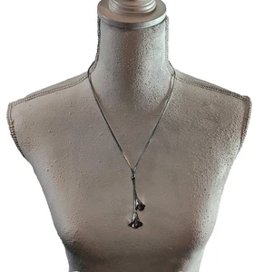 AVON Lariat Style Silver & Gold Tone Bells/ Flowers Necklace - Picture 1 of 9