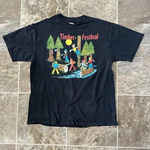 Vintage Hanes 90s " Timber Festival" Single Stitch Gr. Large Shirt Made In USA - Bild 1 von 9