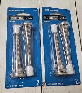 EVERBILT Extra Long Spring Doorstops 4" Satin Nickel Finish 2-Pack Lot Of 2 - Picture 1 of 4