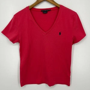 Camiseta deportiva Ralph Lauren para mujer talla XL roja cuello en V logotipo de pony de colección años 90 - Imagen 1 de 9