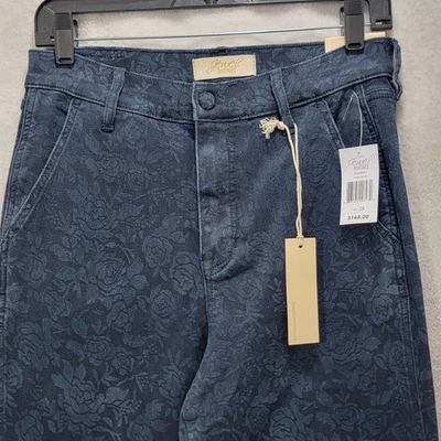 Jeans Jewel Badgley Mischka Hollywood tiro alto relajados acampanados florales oscuros para mujer 28 Foto 1 de 4
