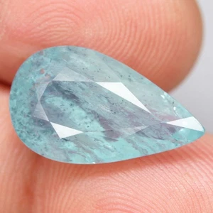 10.10Ct. Natural Gemstone Aquamarine Ocean Blue Pear Facet Brazil Ravishing! - Picture 1 of 7