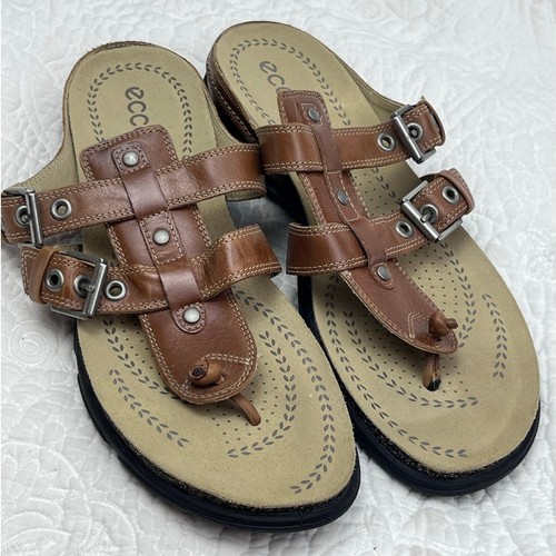 Sandali ECCO donna taglia 42 (US 11 11.5) marroni slip on comodi cinturino in pelle