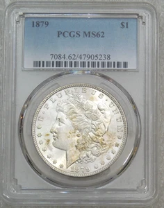 1879 P Morgan Silver Dollar PCGS MS62 Bright Hints of Rose PQ Just Graded #Q113G - Picture 1 of 4