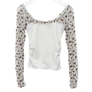 Free People Josie Long Sleeve Top Size XS Floral Lace Ruched Coquette Soft Girl - Bild 1 von 11