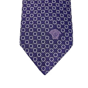 Versace Men's Recent Tie Purple Polka Dot Medusa Logo Silk 3 1/8" (W) x 59" (L) - Picture 1 of 7