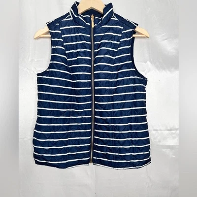 Charter Club Petite Medium Quilted Navy Stripe Vest - Image 1 of 4