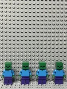 LEGO Lote de 4 Minifiguras Zombie Minecraft (una con grieta en el torso) - Imagen 1 de 4