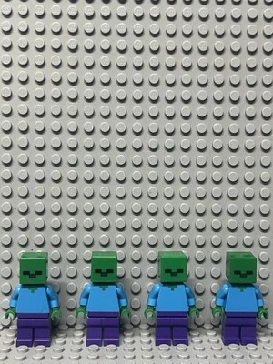 LEGO Lot of 4 Minecraft Zombie Minifigures (one with torso crack) - Image 1 of 4