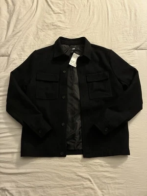 Sobrecamisa chaqueta de lana negra H&M para hombre talla pequeña nueva con etiquetas $40 Foto 1 de 4
