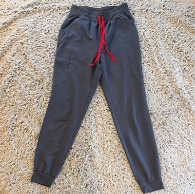 FIGS Zamora High Waisted Jogger Scrub Pants M/Tall Charcoal Gray Yoga Waistband - Image 1 of 4