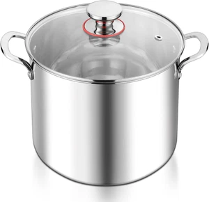 12-Quart Stock Pot, 18/10 Stainless Steel Stockpot with Lid for Cooking Simmerin - Picture 1 of 7