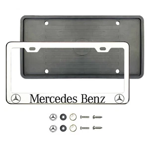 Protector de silicona para marco de licencia de acero inoxidable grabado con láser negro Merced3s Benz - Imagen 1 de 1