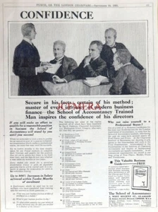 The SCHOOL of ACCOUNTANCY Postal Tuition Course Advert #4 - Antique 1921 Print - Foto 1 di 1