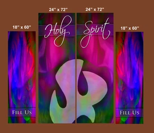 Inspirational Church Banners - Holy Spirit / Fill Us (4 BANNER SET) G216-2 - Picture 1 of 5