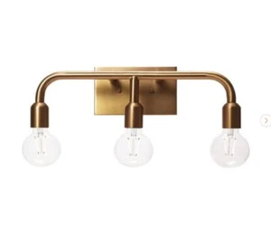 Robert Stevenson Lighting Benson - 3-Light Brushed Gold Metal Vanity Light - Picture 1 of 4
