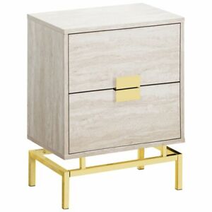 Monarch 18" Storage Accent End Table in Beige and Gold
