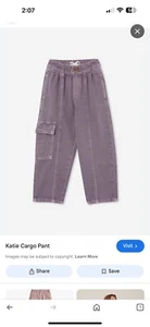 COTTON ON KIDS Katie Cargo pants purple size 9/10 9 10 denim  - Picture 1 of 8